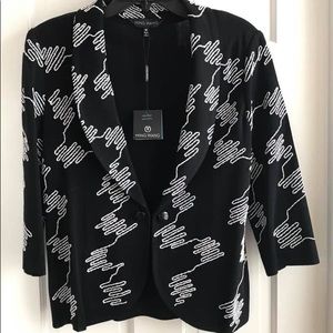 Ming Wang Black/White One-Button Jacket